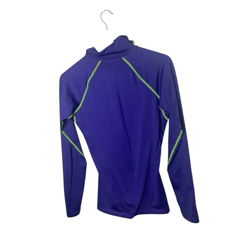 Nike Pro Dri Fit 1/2 Zip Pull Over Sweatshirt Thumbholes M Purple‎